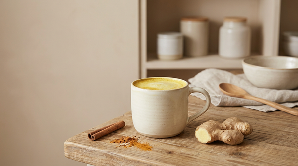 Golden turmeric latte with cinnamon and ginger