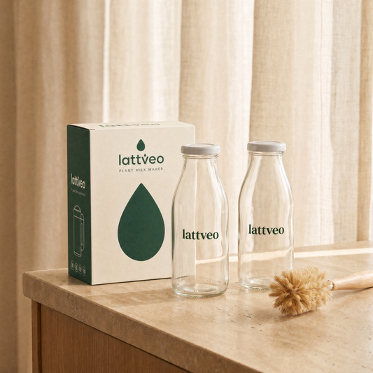 Lattveo Glass Bottles 2-Pack + Brush